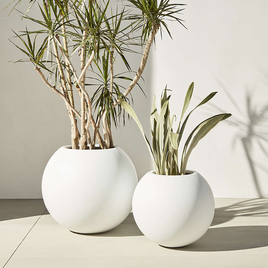 Sphere Small Light Grey Indoor/Outdoor Planter + Reviews | Crate and Barrel | Crate & Barrel
