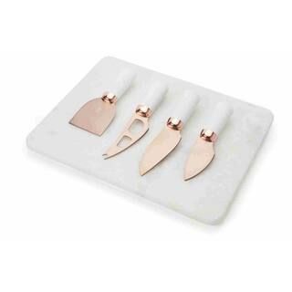 Taylor's Eye Witness Brooklyn Rose Gold Cheese Knife Set Plus Marble Cheese Serving Board (4-Piec... | The Home Depot