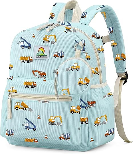 Corduroy Toddler Backpack for Boys 2-5: Construction Kids backpack for Boys - 13.5 inch Preschool... | Amazon (US)