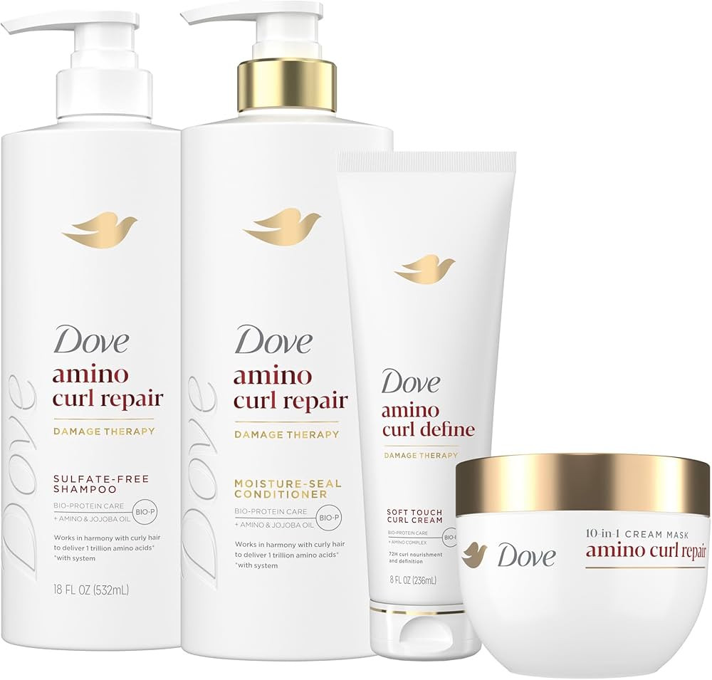 Dove Shampoo, Conditioner, & Mask Amino Curl Regimen Pack 4 Pk for Curly, Coily Hair with Bio-Pro... | Amazon (US)