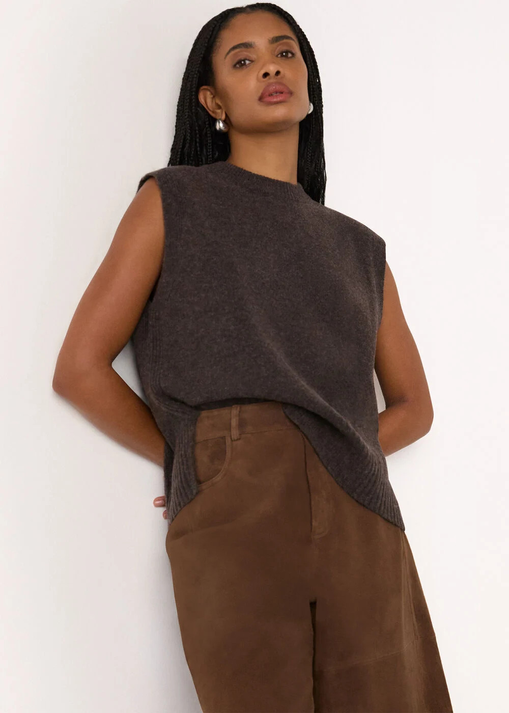 Brown Wool Sleeveless Tank | WHISTLES | Whistles UK | | Whistles