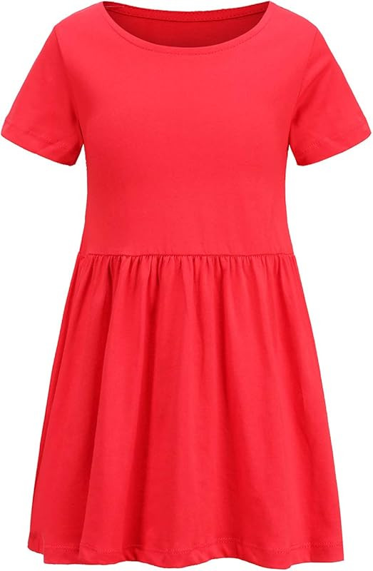 HowJoJo Girls Summer Cotton Dresses Short Sleeve Casual Dress for Girls | Amazon (US)