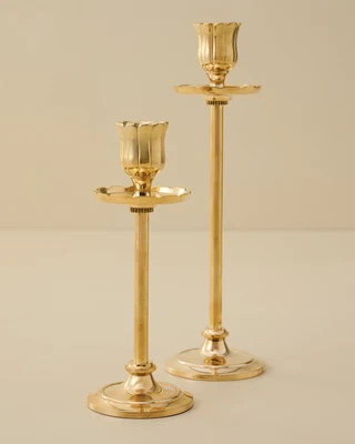Solid Brass Floral Taper Holder | Magnolia