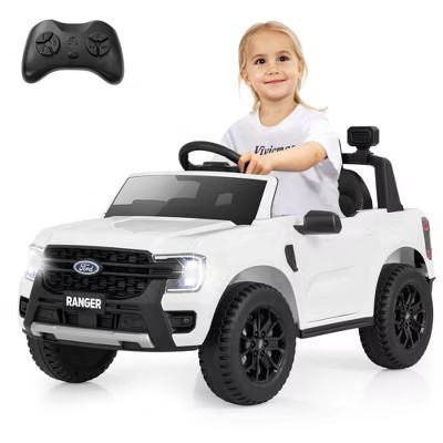 Costway 12V Licensed Ford Ranger Kids Ride on Car with Remote Control Storage Basket White | Target