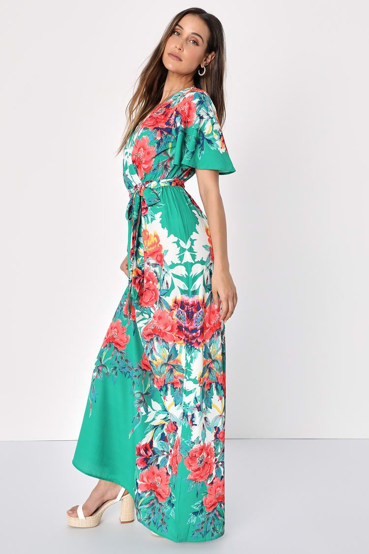 Still In Paradise Green Floral Print Maxi Dress | Lulus (US)
