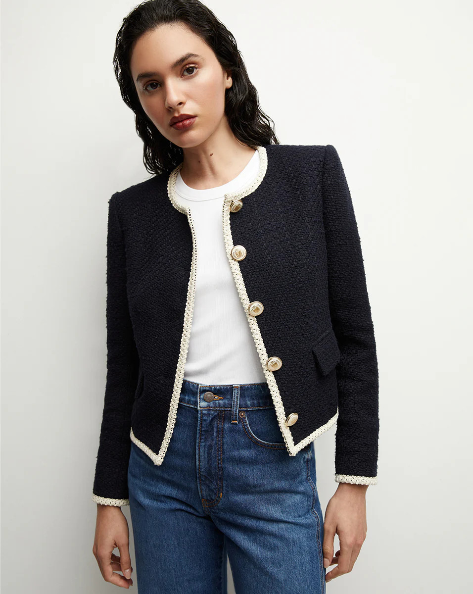 Mabel Collarless Tweed Jacket | Veronica Beard
