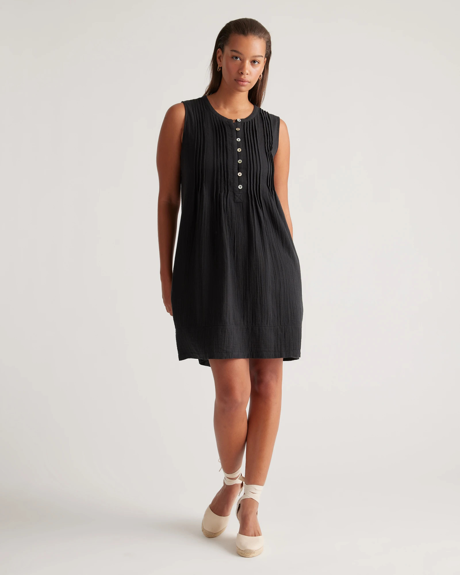 100% Organic Cotton Gauze Sleeveless Swing Dress | Quince