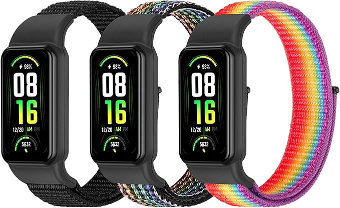 YCHDDER Solo Loop Nylon Bands Compatible with Amazfit Band 7 Straps,Soft Breathable Comfortable A... | Amazon (US)