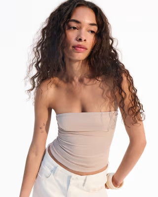 Bershka bandeau top in camel | ASOS (Global)