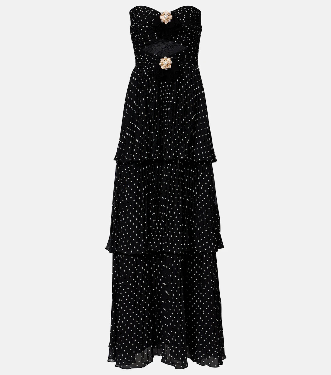 Embellished polka-dot tiered gown | Mytheresa (UK)