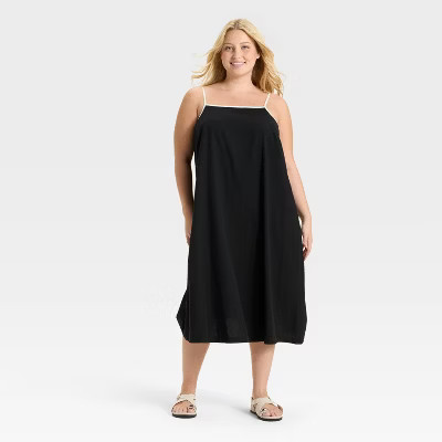 Women's Midi A-Line Dress - Ava & Viv™ Black 2X | Target