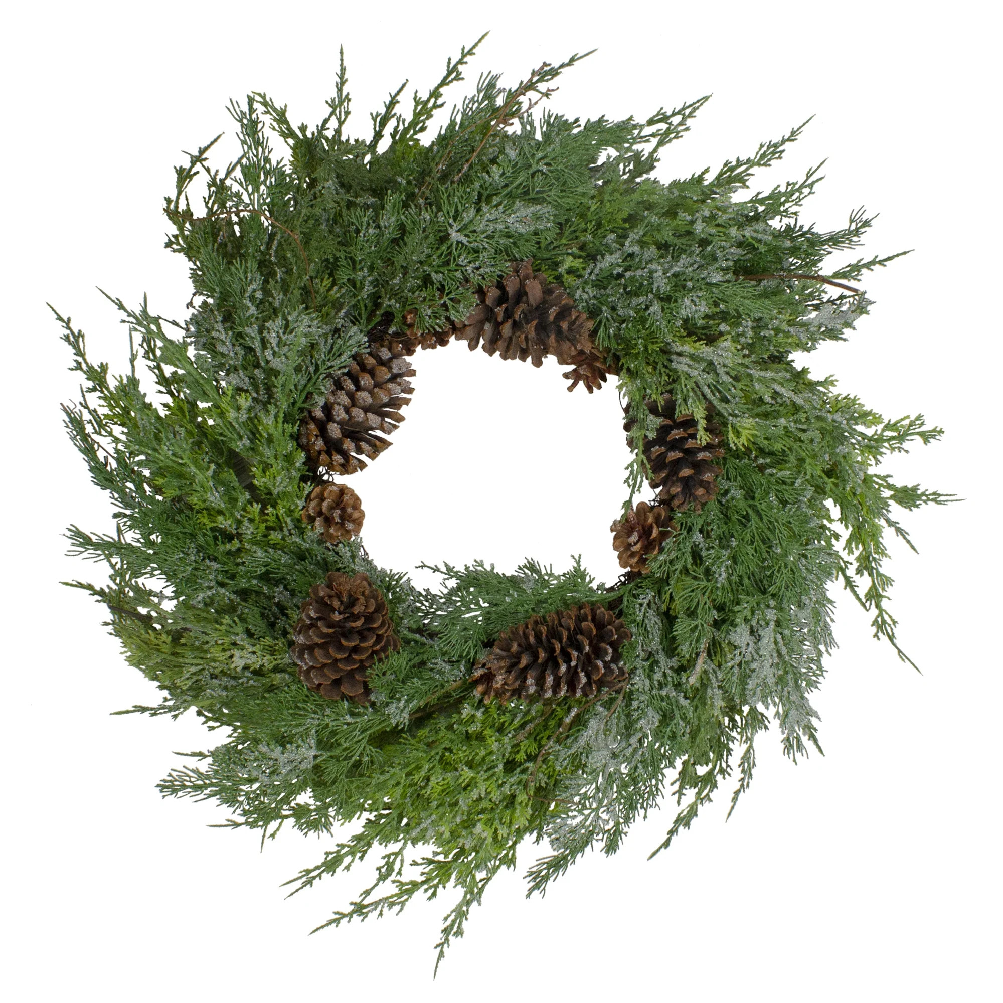Frosted Cedar and Pine Cone Artificial Christmas Wreath, 26-Inch, Unlit - Walmart.com | Walmart (US)