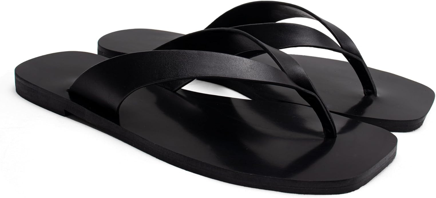 Flip Flops for Women Comfortable Square Toe Casual Beach Thong Sandals Slip On Dressy Flats Summe... | Amazon (US)