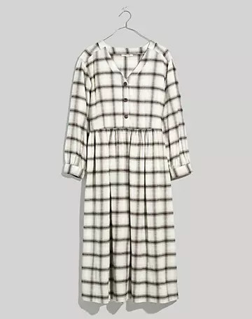 Flannel Button-Front Midi Dress | Madewell