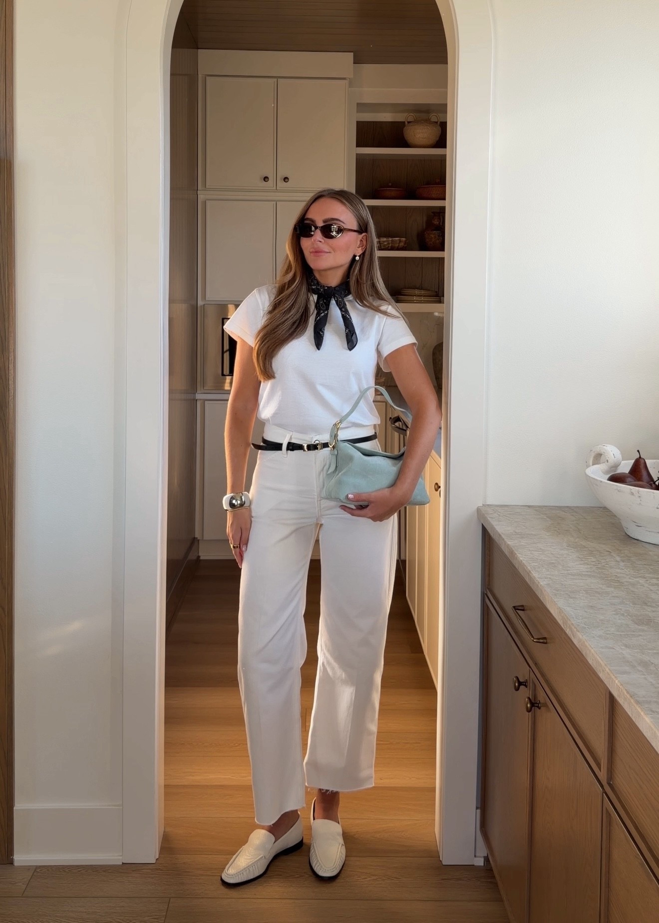 Casual chic: found the perfect white denim and have been loving neck scarves lately! Wearing a size 26 in the denim (size up if in between sizes) and a S in the boxy tee  

#LTKTall #LTKSeasonal #LTKootd