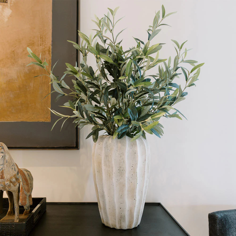 30" Faux Olive Arrangement in Artisan Vase | CG Hunter
