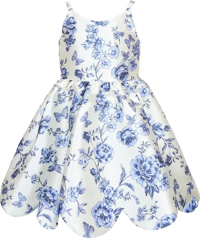 Zunie Kids' Mikado Floral Scallop Hem Dress | Nordstromrack | Nordstrom Rack