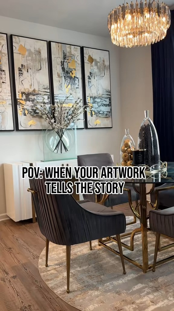 Dining Room Wall Art | Statement Artwork Decor
Large statement artwork can completely transform a space and instantly make a room feel finished. This oversized wall art set adds texture, gold accents, and a gallery-style look that becomes the focal point of the dining room.
Artwork like this helps tie the entire room together while adding depth and a polished designer feel to the space.
Shop the dining room wall art and decor from this setup below.
Let’s decorate. ✨ 

 #LTKSeasonal #LTKHome #LTKSaleAlert