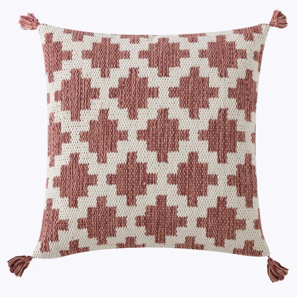 Better Homes & Gardens, Red Diamond Geo Throw Pillow, Pink Multi, 20" x 20", Square, 1 Piece | Walmart (US)