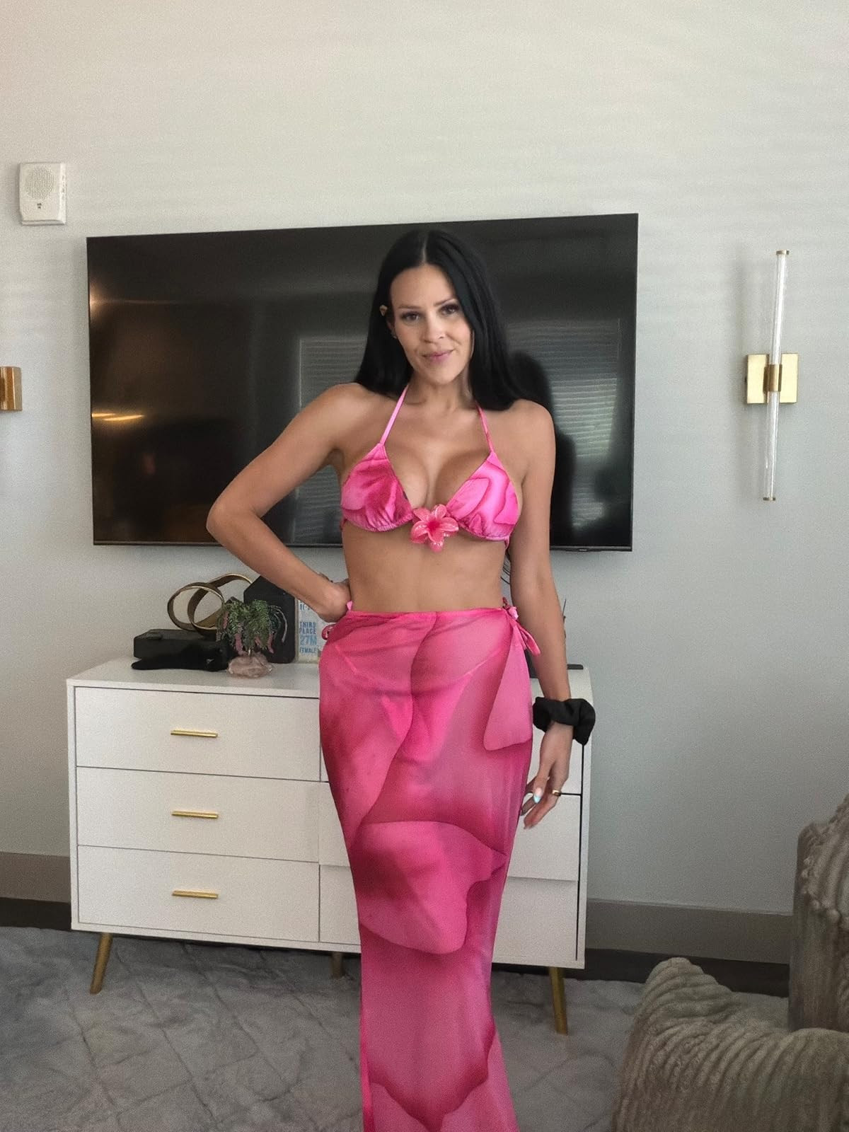 Pretty in pink! The perfect matching set for your next beach day or poolside lounge. Click the link in bio to shop this look! #pinkaesthetic #beachwear #swimwearset 

 #LTKootd #LTKSaleAlert #LTKSwim