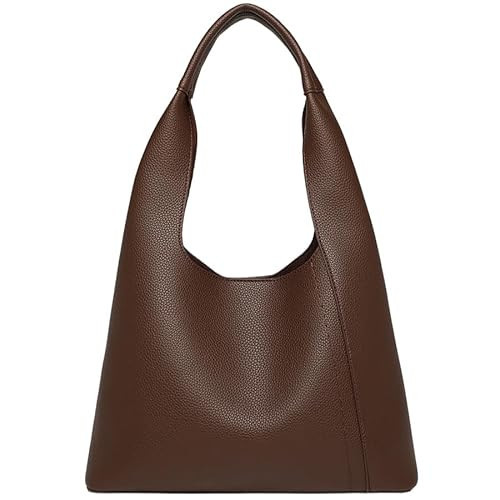 Slouchy Hobo Tote Bags for Women - Retro PU Leather Shoulder Handbag Purse Large Capacity 2pcs, Coffee | Amazon (US)