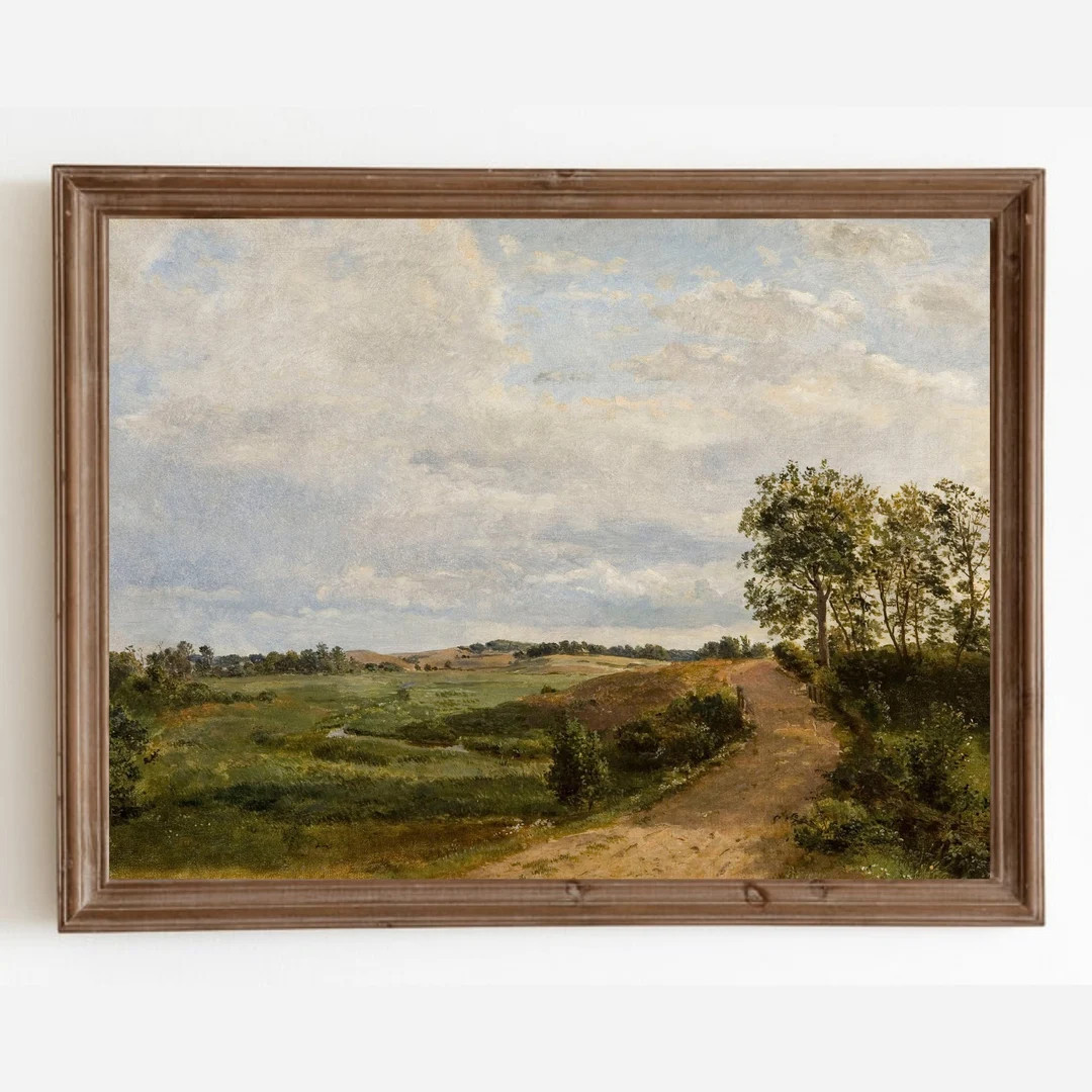 Country Landscape Painting Vintage Farmhouse Decor Cottage - Etsy | Etsy (US)