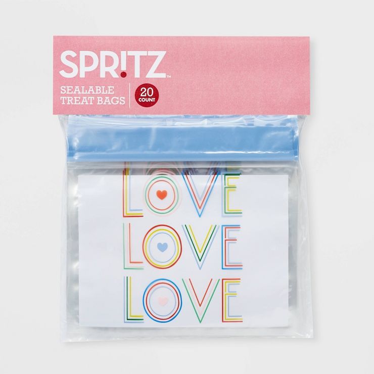 20ct Plastic 'Love' Sealable Treat Bags - Spritz™ | Target
