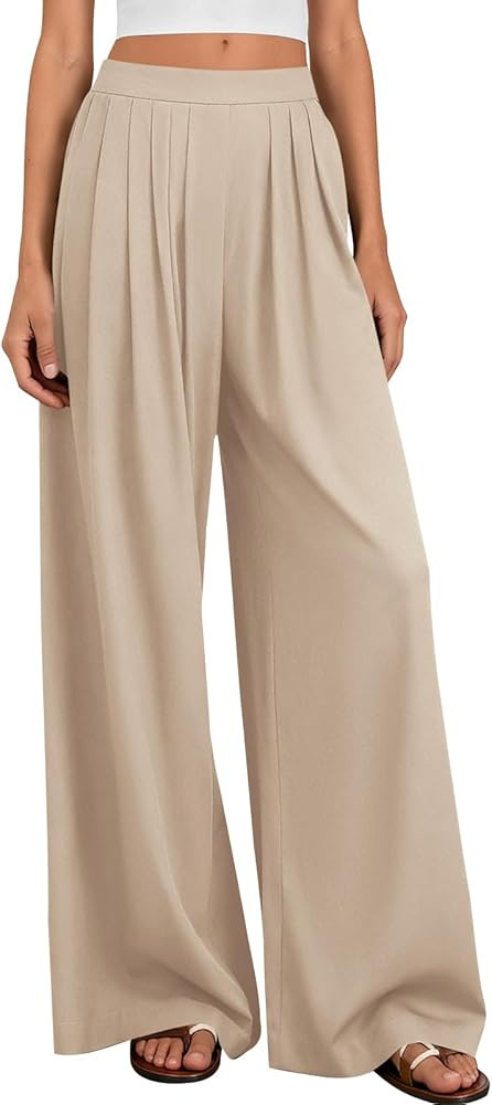 PRETTYGARDEN Loose Fit Wide Leg Pants Woman High Waisted Flowy Comfy Palazzo Pants for Women Work... | Amazon (US)