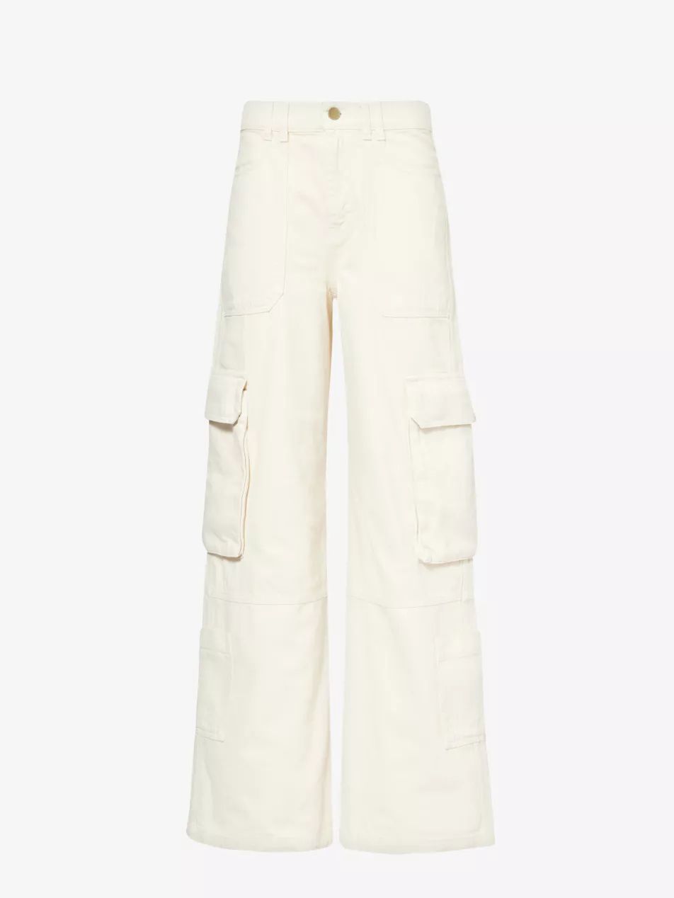 Patch-pocket wide-leg mid-rise cotton trousers | Selfridges