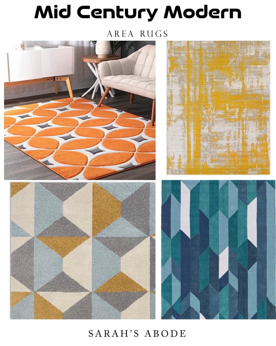 Mid century modern & geometric area rugs! Colorful orange, blue, and yellow mid mod rugs!

Retro rug  Blue geometric. Blue and yellow geometric rug. Yellow and gray abstract rug. Orange geometric rug. Lattice rugs. Aqua rug. Teal rug. Mcm rug  

#LTKstyletip #LTKhome #LTKfamily