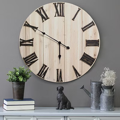 Distressed White Dylan Wooden Wall Clock : Wood | Kirkland's Home