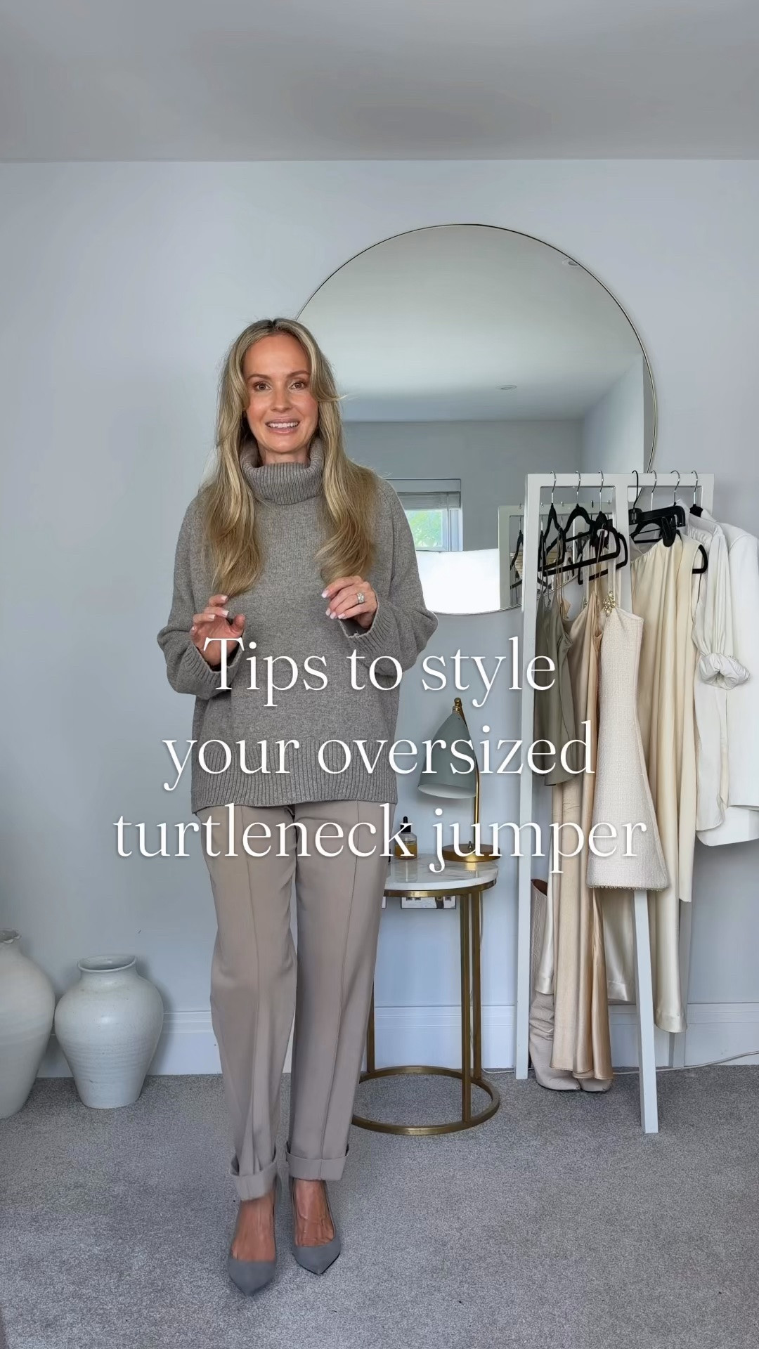 The oversized turtleneck jumper - such an autumn hero. And here are my favourite ways to style it!

It’s all about the proportions. I always recommend to get at least one size up, so we get the volume. 

Then we get the proportions right by tucking in and folding up. This is where the real magic happens.

There are also a few hairstyles that looks extra good with a turtleneck, like the scandi hair tuck, a french pin or a high pony or bun. 

…and if you wear it with a popped collar, you will frame your face beautifully and look right out of a fashion magazine. 

If you want to know the 30 timeless elegant items I recommend to my private clients - click the link at the bottom of this caption (it’s free).

#tessmontgomery

#LTKautumn #LTKstyletip #LTKmodest