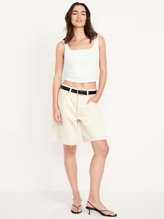 Mid-Rise Baggy Jean Bermuda Shorts -- 9-inch inseam | Old Navy (US)