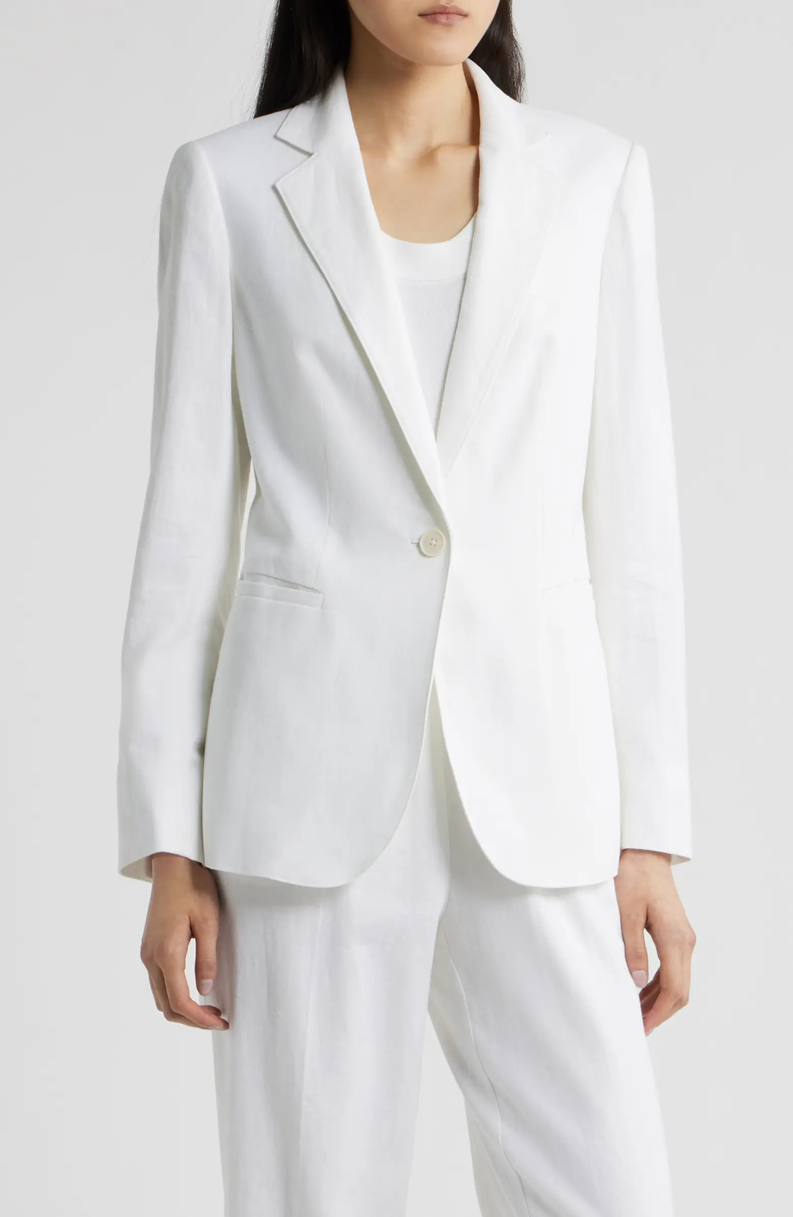 One-Button Linen Blend Blazer | Nordstrom