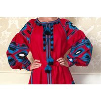 Caftan Clothing Gift, Red Embroidered Dress Boho Style, Maxi Dress, Vyshyvanka, Gift For Her, Plus S | Etsy (US)