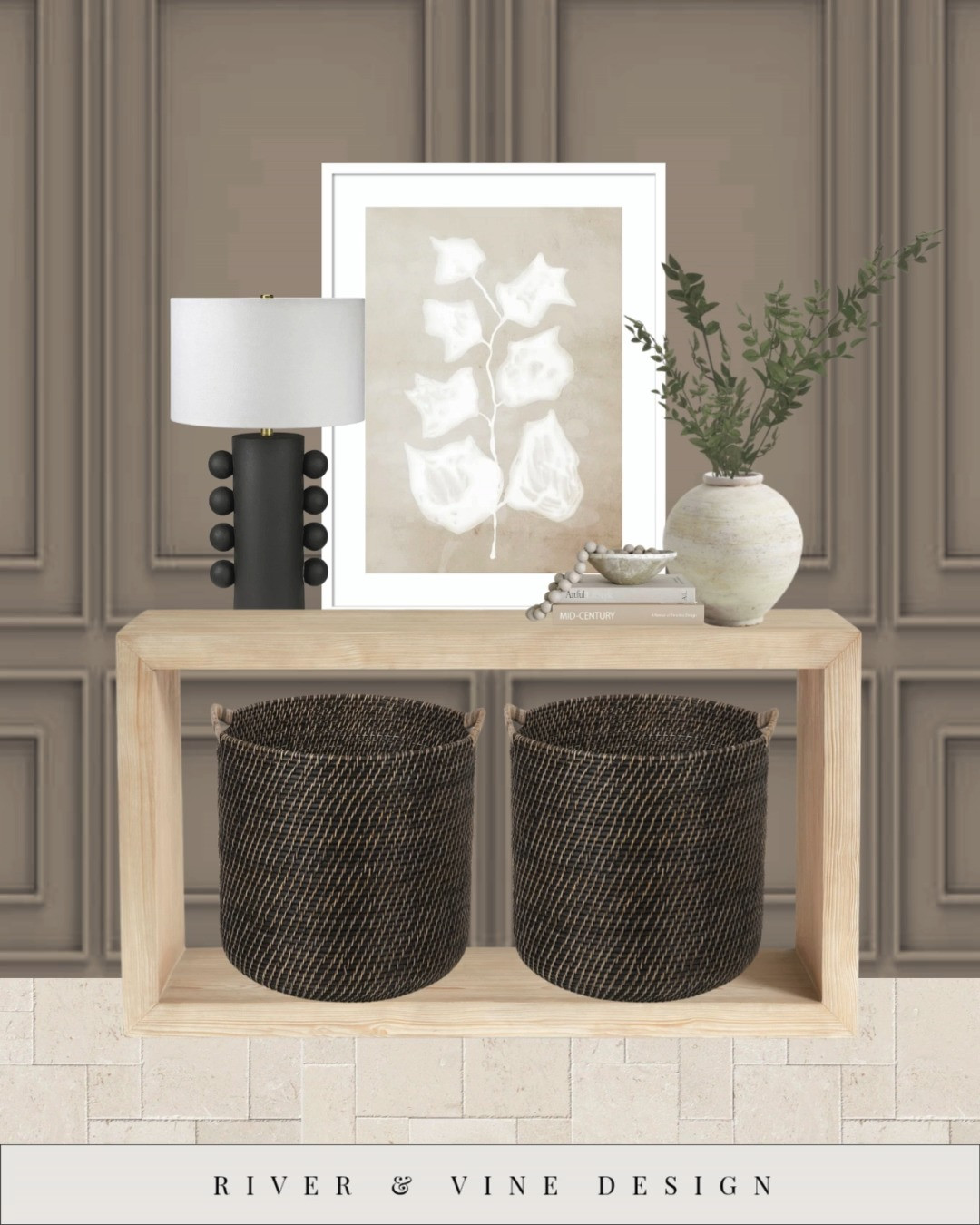 ✨Neutral console styling done right ✨
If you love elevated simplicity, save this setup! Layered neutrals, natural textures, and just the right amount of contrast — this console table moment is the perfect mix of cozy + modern.

What makes it work:
✔ Sculptural matte black lamp for contrast
✔ Soft botanical art to add calm and balance
✔ Ceramic vase with greenery for height + life
✔ Coffee table books + beads = effortless styling details
✔ Woven baskets below for hidden storage & texture

Shop everything linked here on LTK 🛒
— lamp, artwork, console table, baskets, vase, books + styling accessories.

📌 Follow for more neutral home decor, console styling ideas, and curated finds to make your home feel designer — without the designer price tag.

neutral console decor, entryway styling, modern organic decor, home decor LTK, console table ideas, affordable interior design, neutral home aesthetic 

 #LTKHome