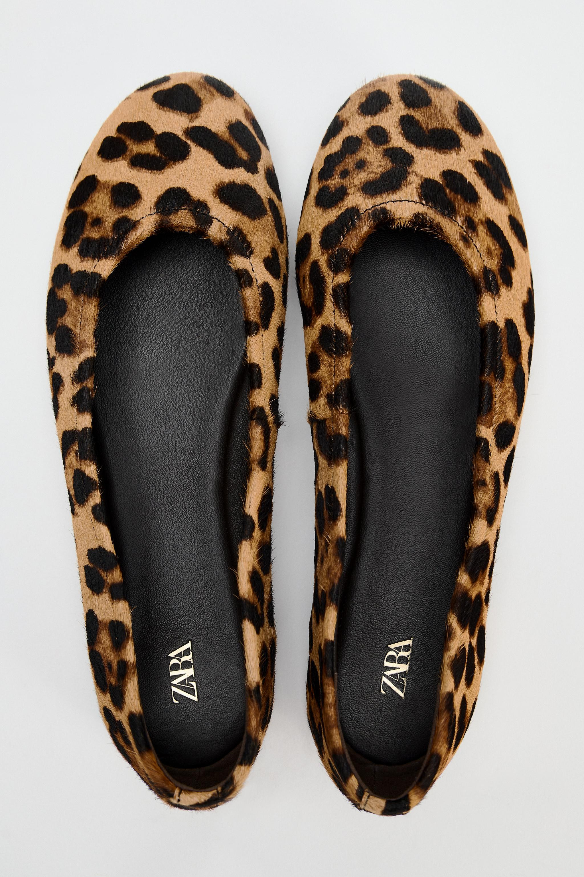 ANIMAL PRINT LEATHER BALLERINAS | Zara UK