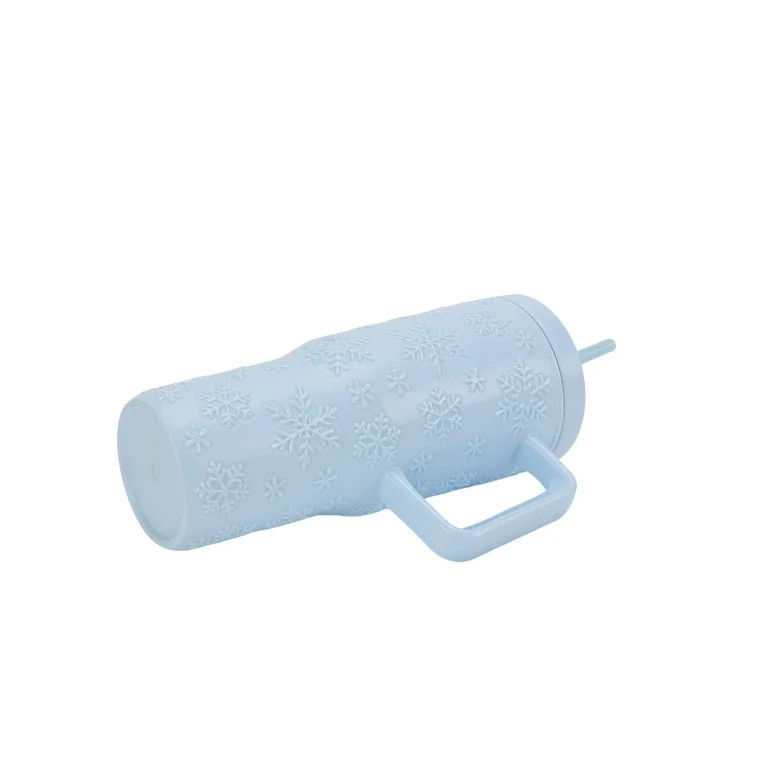 30 Ounce Light Blue Acrylic Embossed Snowflakes Tumbler with Straw and Handle, by Holiday Time | Walmart (US)