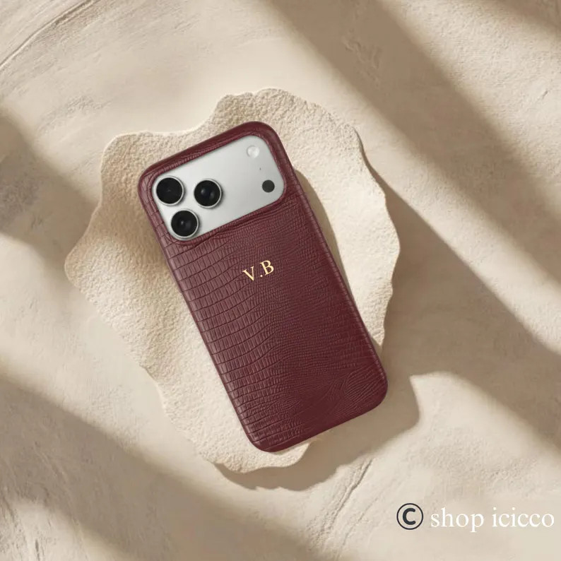 Personalized Leather iPhone Case for iPhone 17 Pro Max, 16 15 14 13 Pro, Custom Initials Snake Te... | Etsy (US)