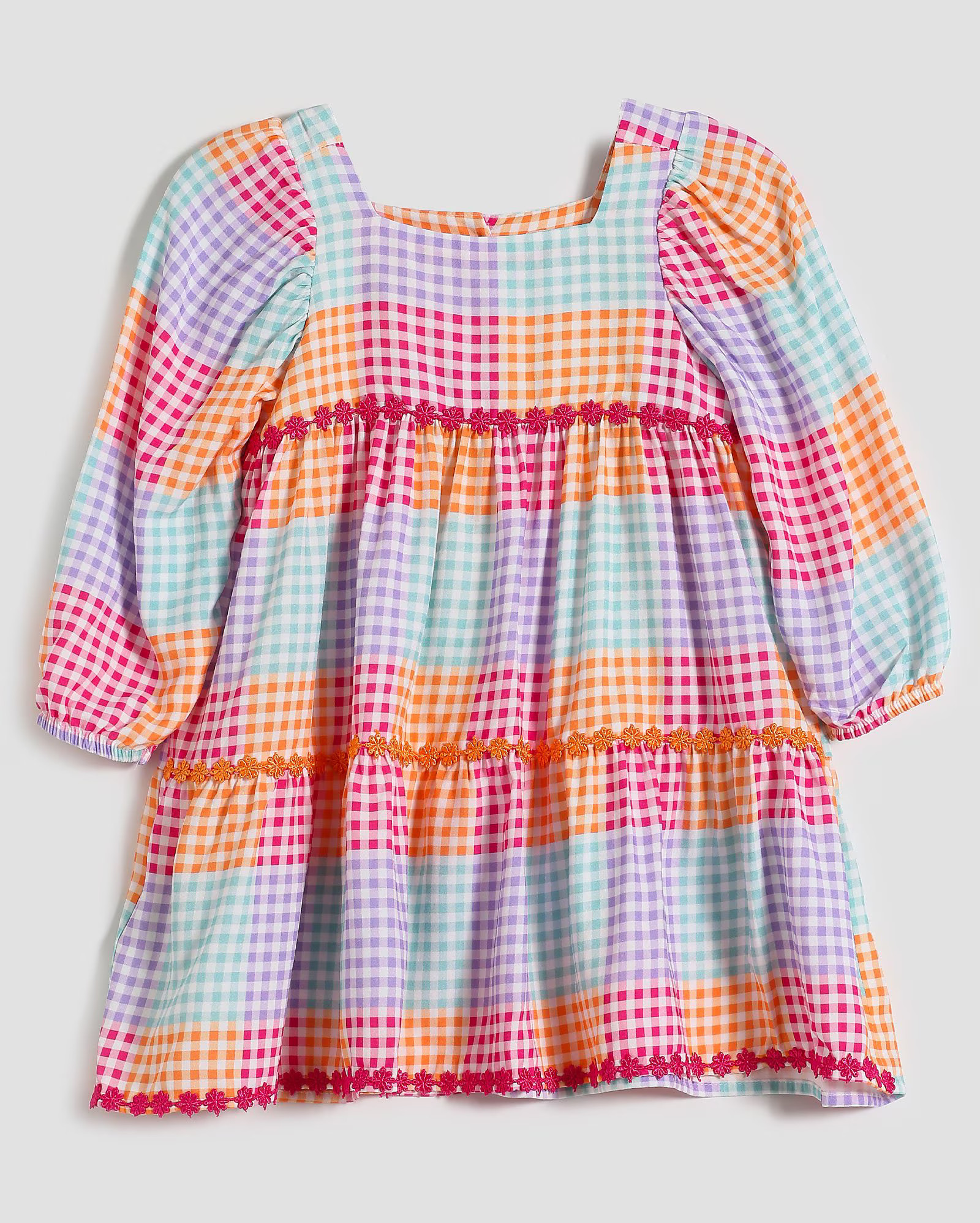 Vestido infantil manga longa xadrez vichy 1-4A multicor | Pool by Riachuelo | Riachuelo (BR)