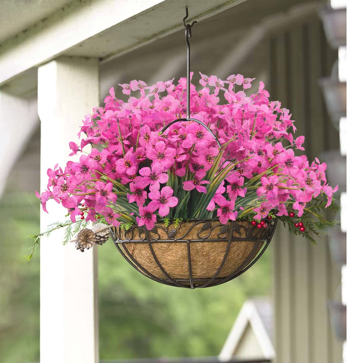 Grunyia 20 Bundles Artificial Flowers, Outdoor Indoor UV Resistant Fake Flowers No Fade Faux Plastic Plants Garden Porch Window Box Decoration | Amazon (US)