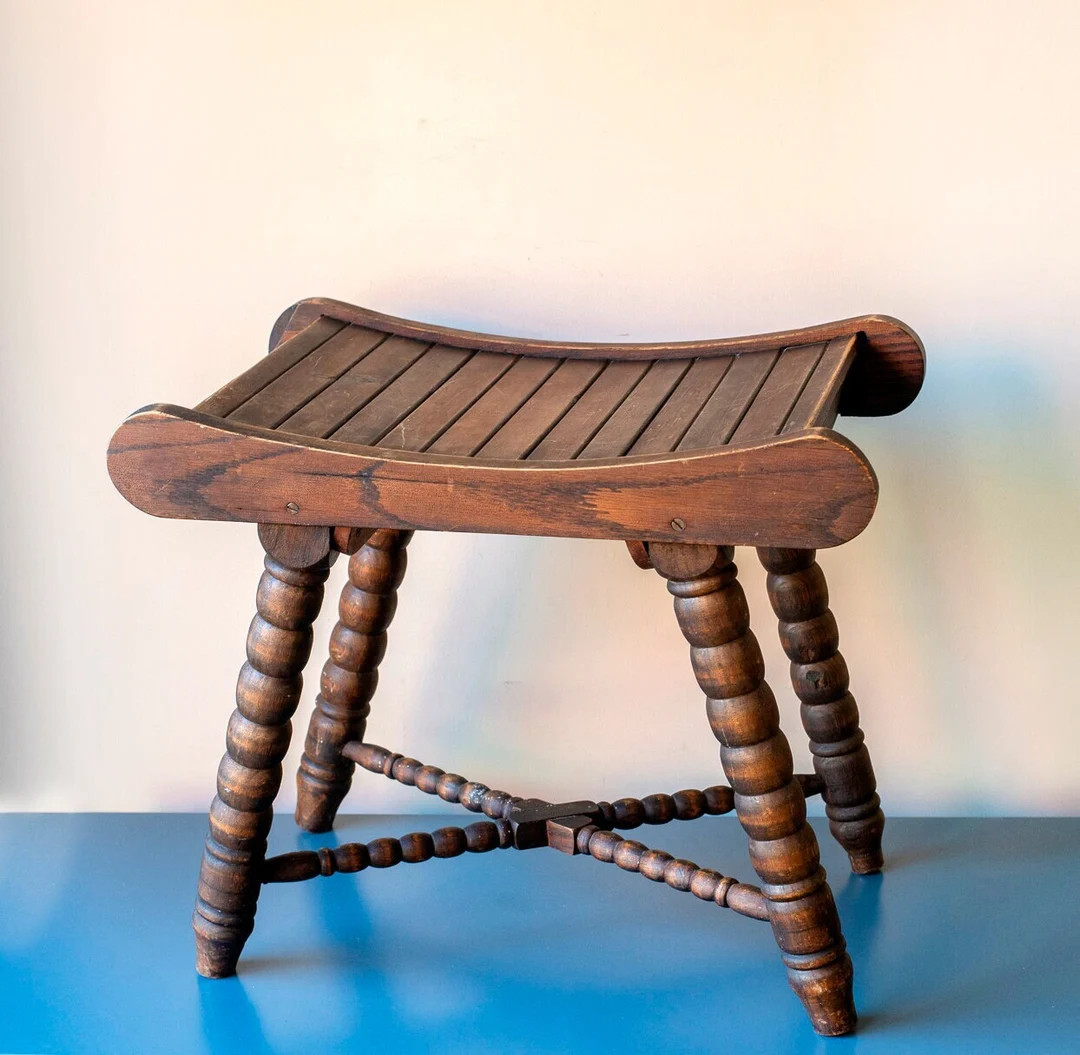 Antique Stool With Bobbin Legs Old Side Table Primitive - Etsy | Etsy (US)