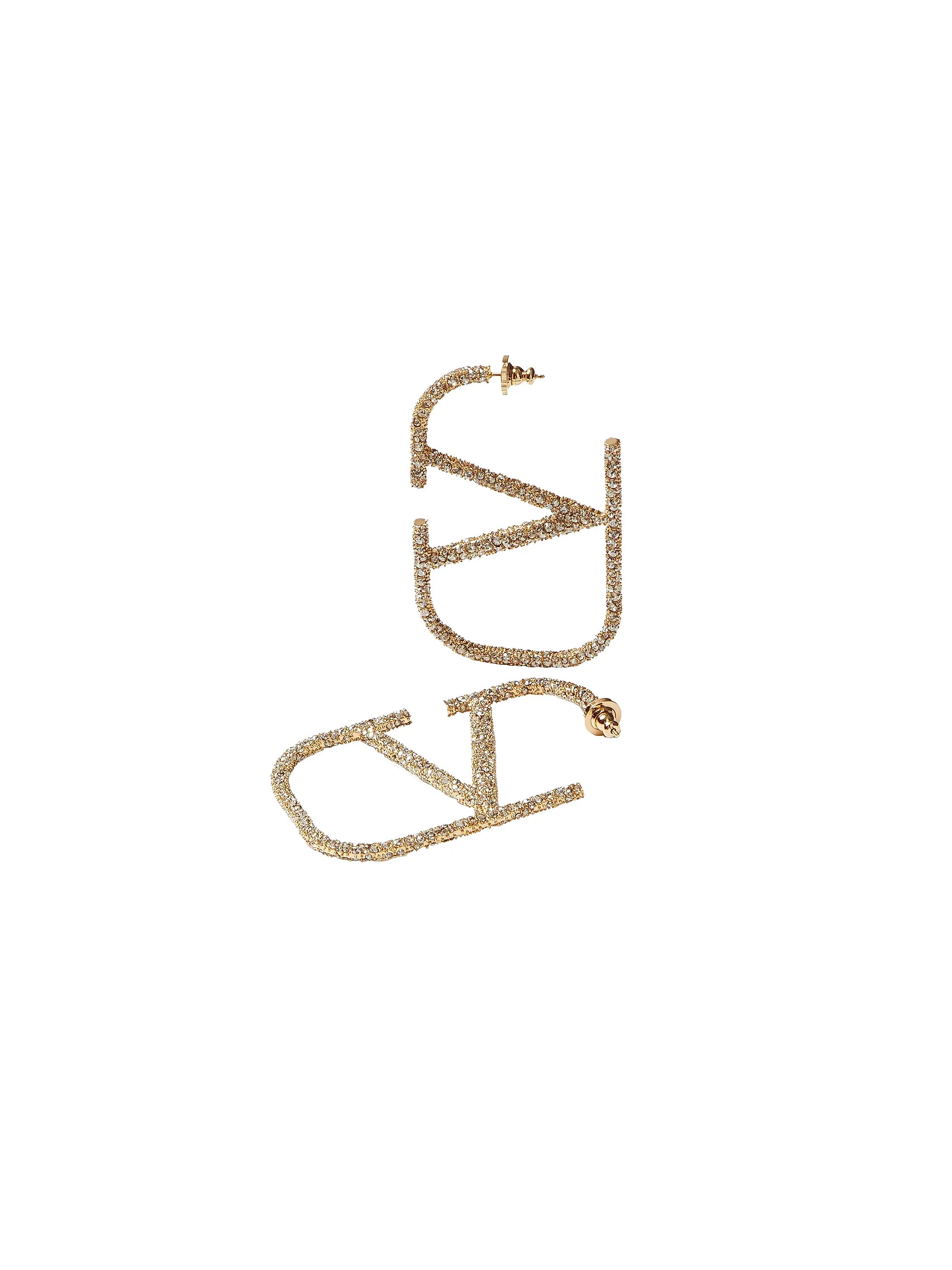 Shop Valentino Garavani VLogo Signature Metal And Crystal Earrings | Saks Fifth Avenue | Saks Fifth Avenue