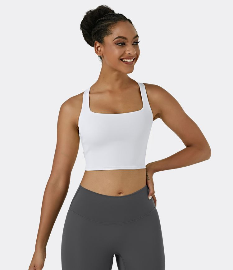 Women’s Cloudful™ Air Fabric Square Neck Backless Crisscross Cropped Cool Touch Yoga Tank Top... | HALARA