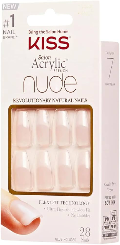 KISS Salon Acrylic French Manicure Set, ‘Leilani’, Medium Length, Nude Square Press-On Nails,... | Amazon (US)