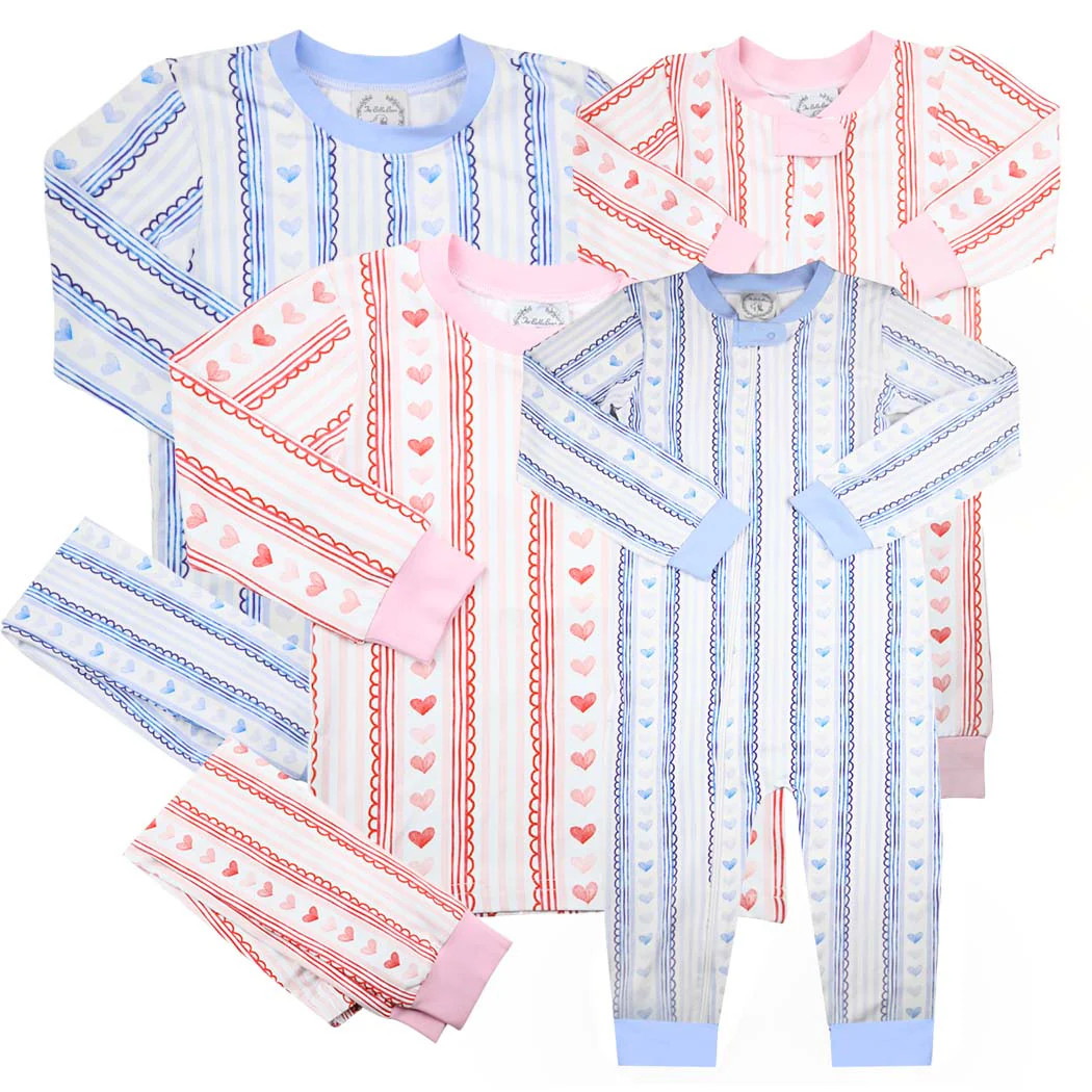 Blue Heart &amp; Stripe Print Knit Loungewear | The Bella Bean