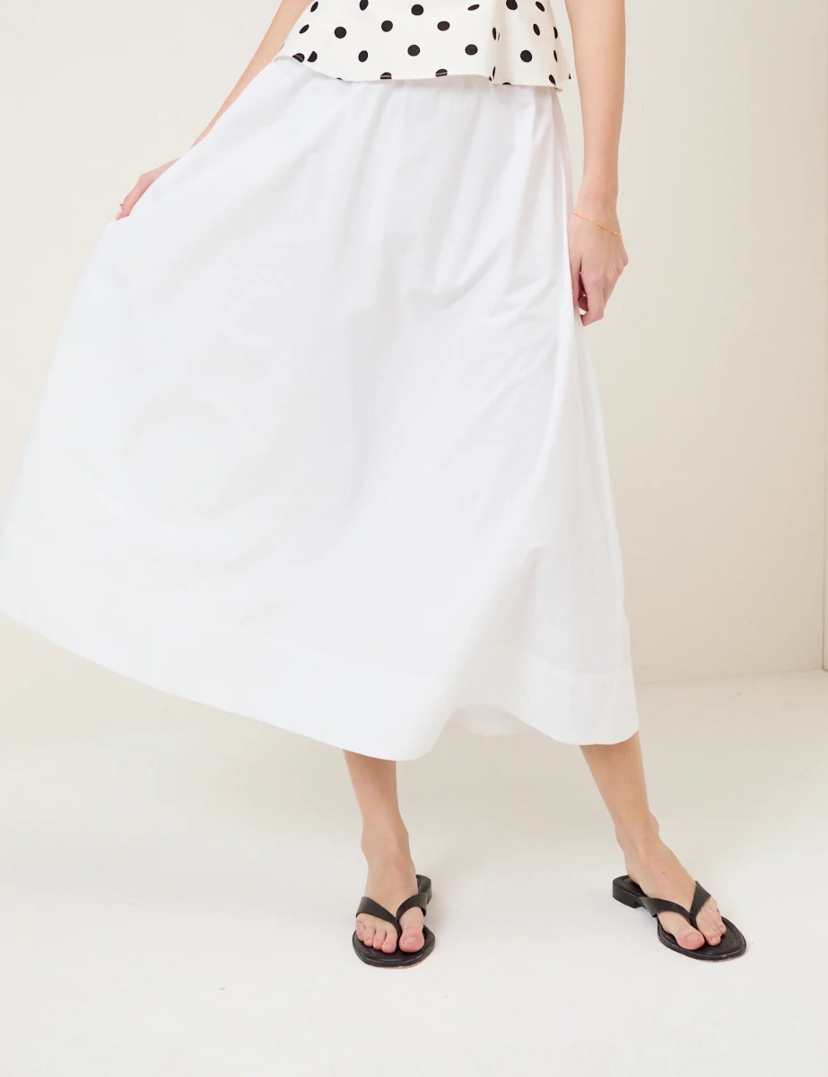 White Poplin Midi Skirt | Nobody's Child