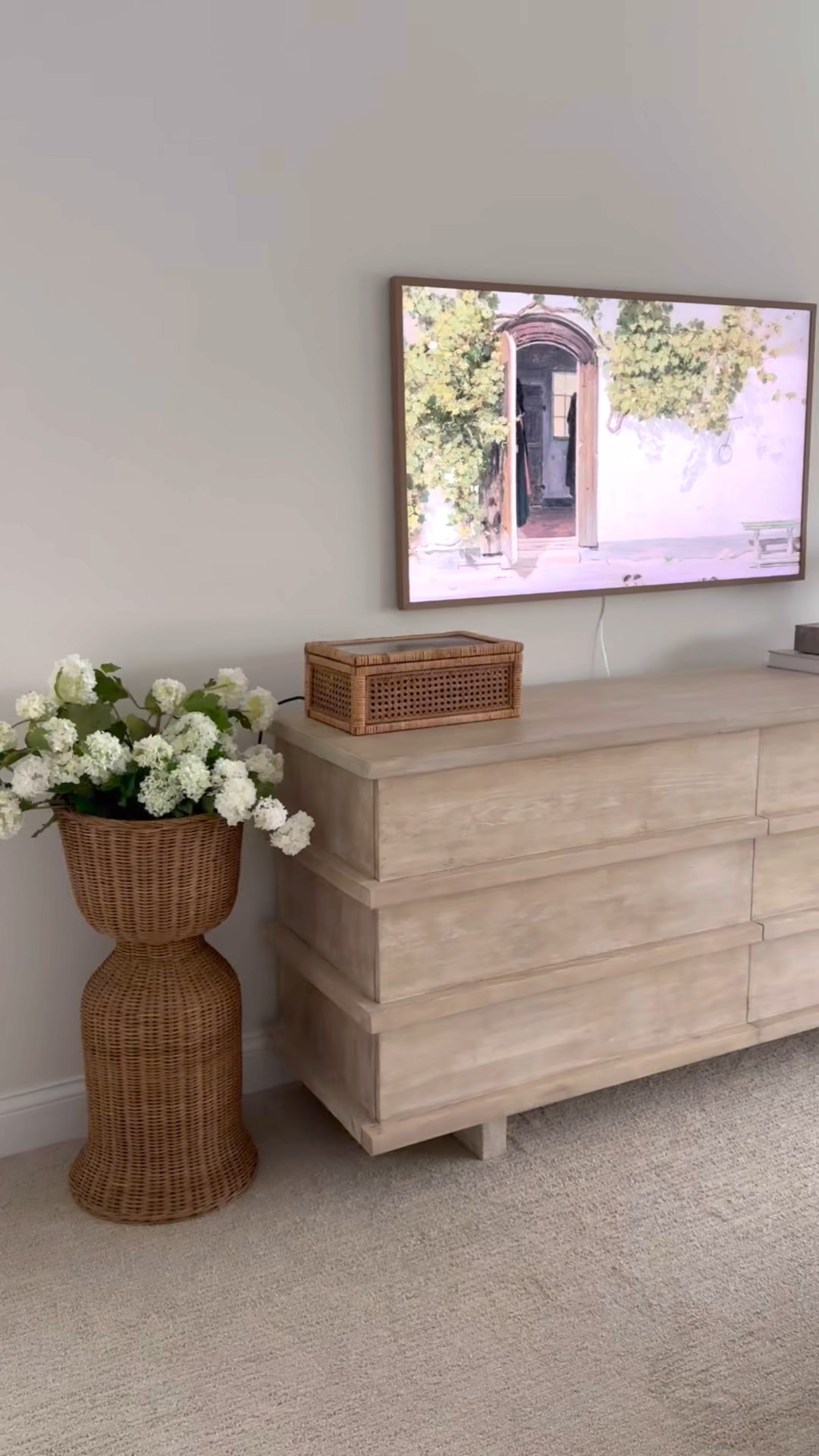Primary Bedroom dresser views 🫶🏼😊 do you have a TV in your bedroom? I love that this one is so slim and appears almost like a framed art work! It’s one of my favorite home purchases ever. We have the same frame TV above our fireplace in our living room too, except larger size there.




#LTKSeasonal #LTKdayinmylife #LTKHome