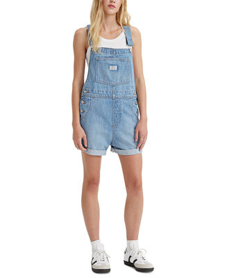 Women's Vintage-Style Cotton Denim Shortalls | Macy's
