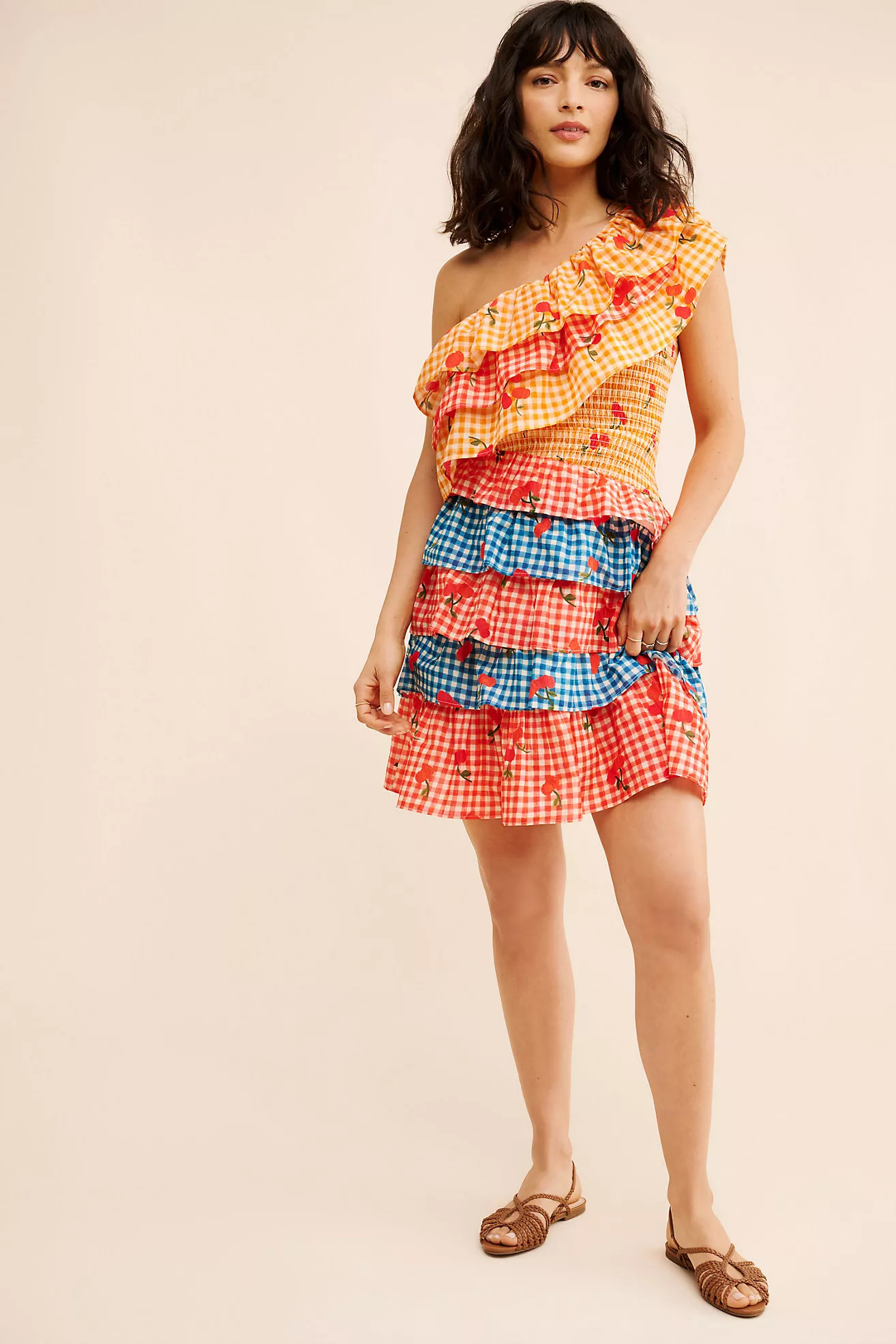 FARM Rio One Shoulder Cherry Mini Dress | Anthropologie (US)